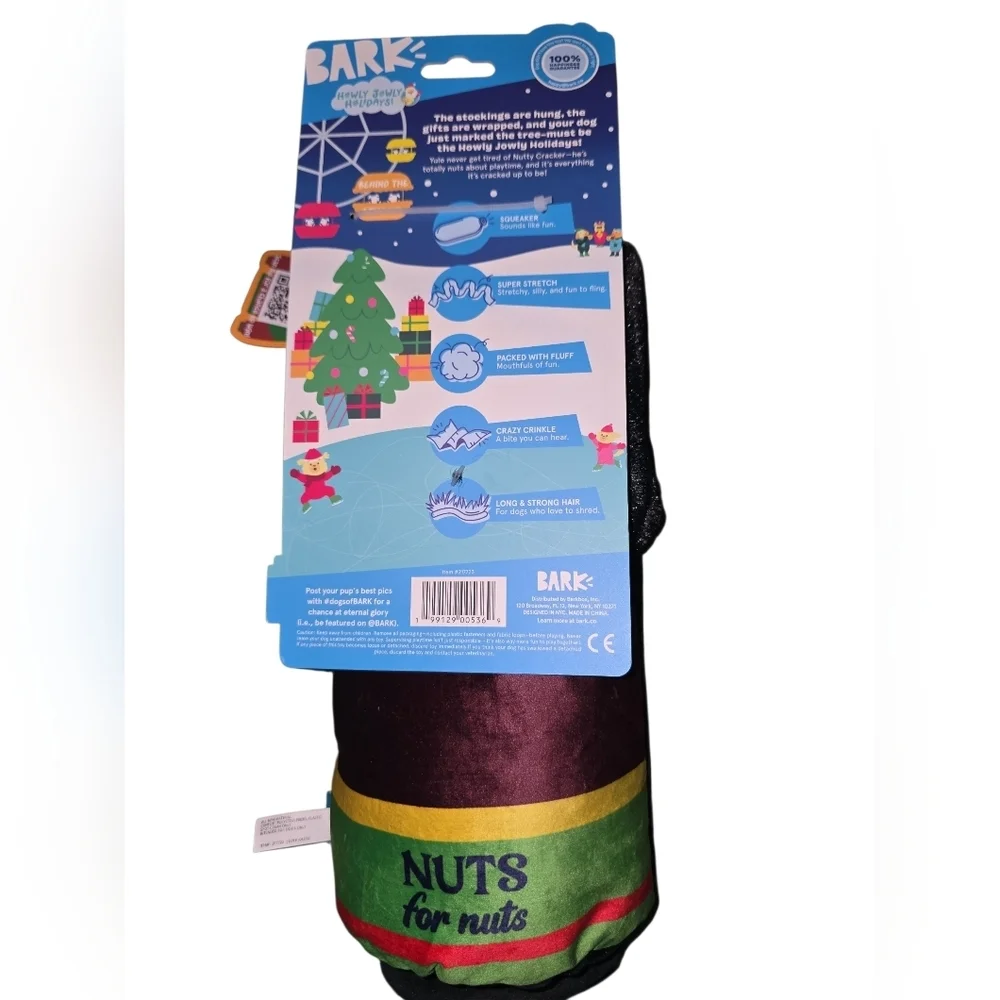 Barkbox Black Nutcracker Plush Pull Dog Toy, NWT.